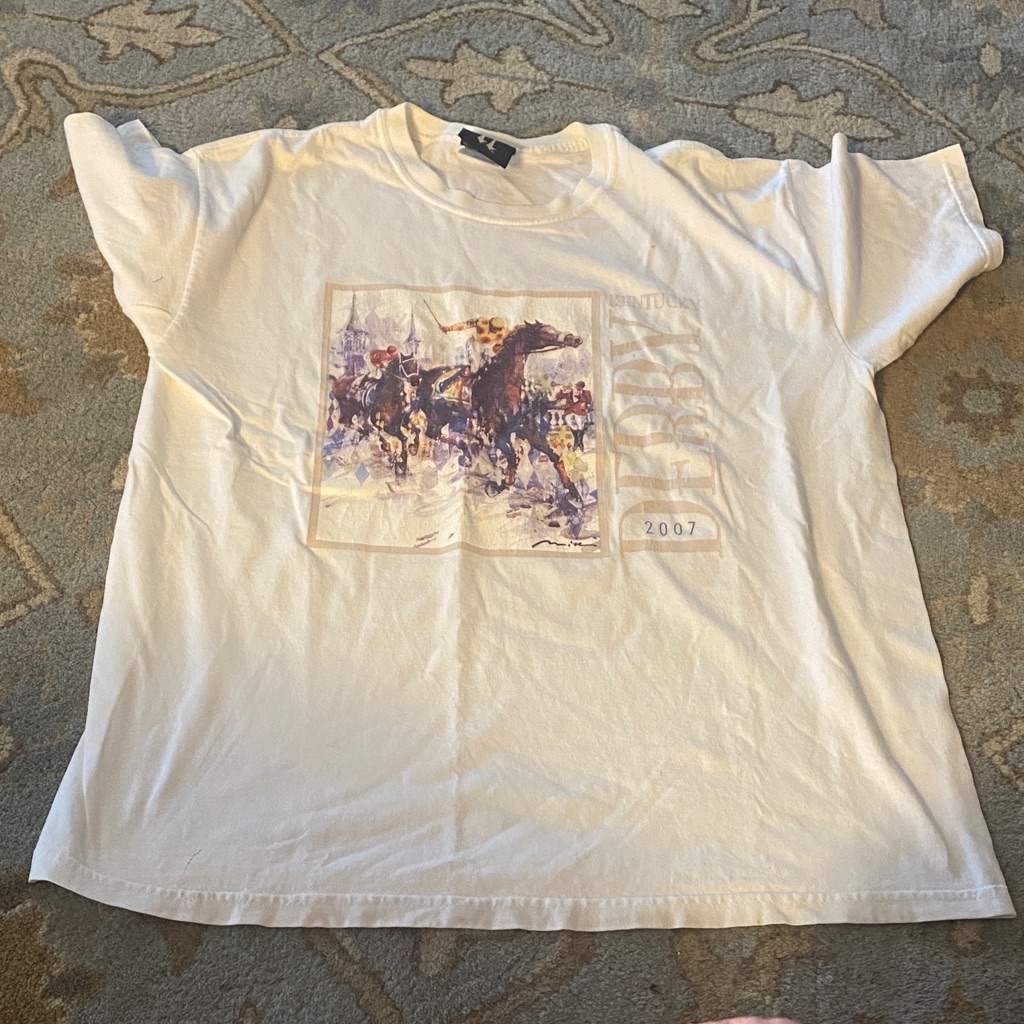 2007 Kentucky Derby White Graphic Horse Racing Tee 50
